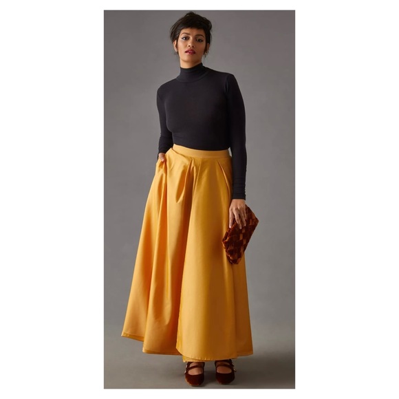 NWOT Anthropologie Nikita Mhaisalkar High Slit Maxi Skirt in Gold Size XSMALL - Picture 10 of 10